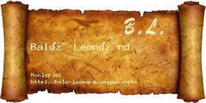 Baló Leonárd névjegykártya